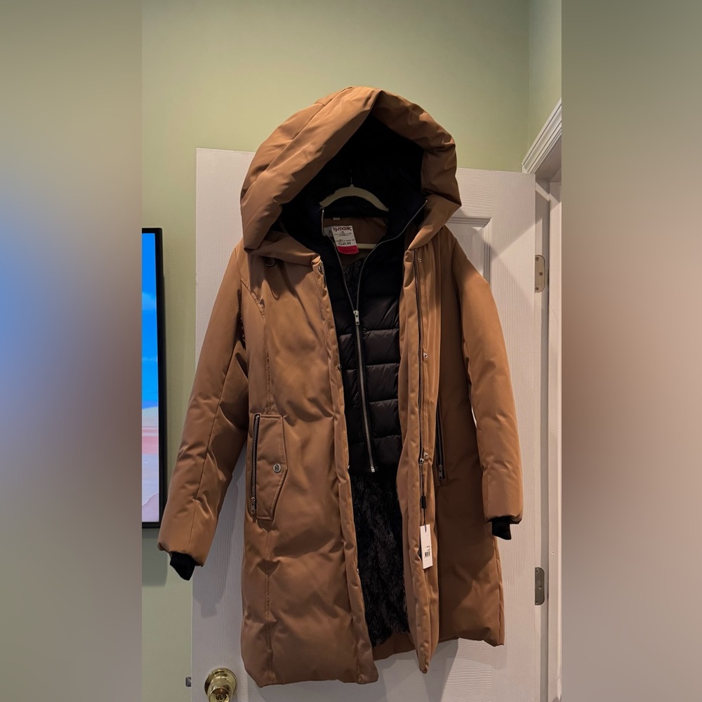 NWT Tan Sandova Long Puffer Jacket